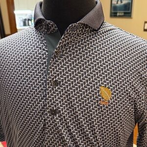 Greyson Navy and White Geometric golf polo